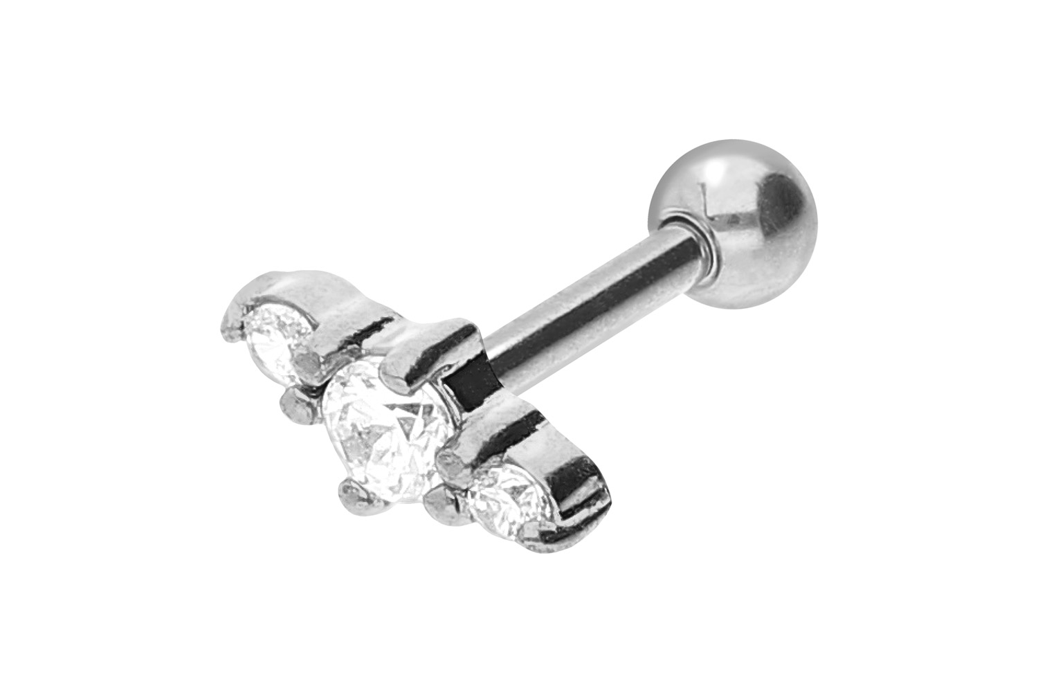 Chirurgenstahl Ohrpiercing 3 KRISTALLE